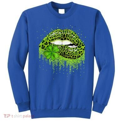 Green Lips Sexy Irish Leopard Shamrock St Patricks Day Sweatshirt