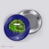 Green Lips Sexy Irish Leopard Shamrock St Patricks Day Button thumb 0