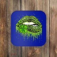 Green Lips Sexy Irish Leopard Shamrock St Patricks Day Coaster thumb 0