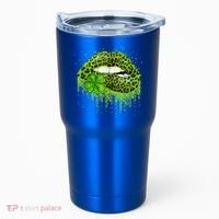 Green Lips Sexy Irish Leopard Shamrock St Patricks Day Tumbler thumb 0