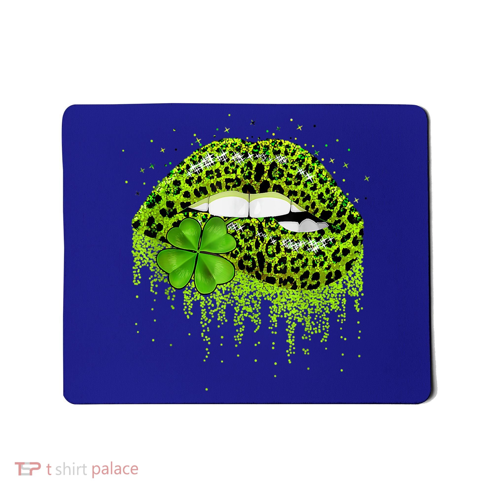 Green Lips Sexy Irish Leopard Shamrock St Patricks Day Mousepad