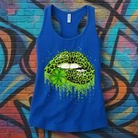 Green Lips Sexy Irish Leopard Shamrock St Patricks Day Women's Tank Top thumb 3