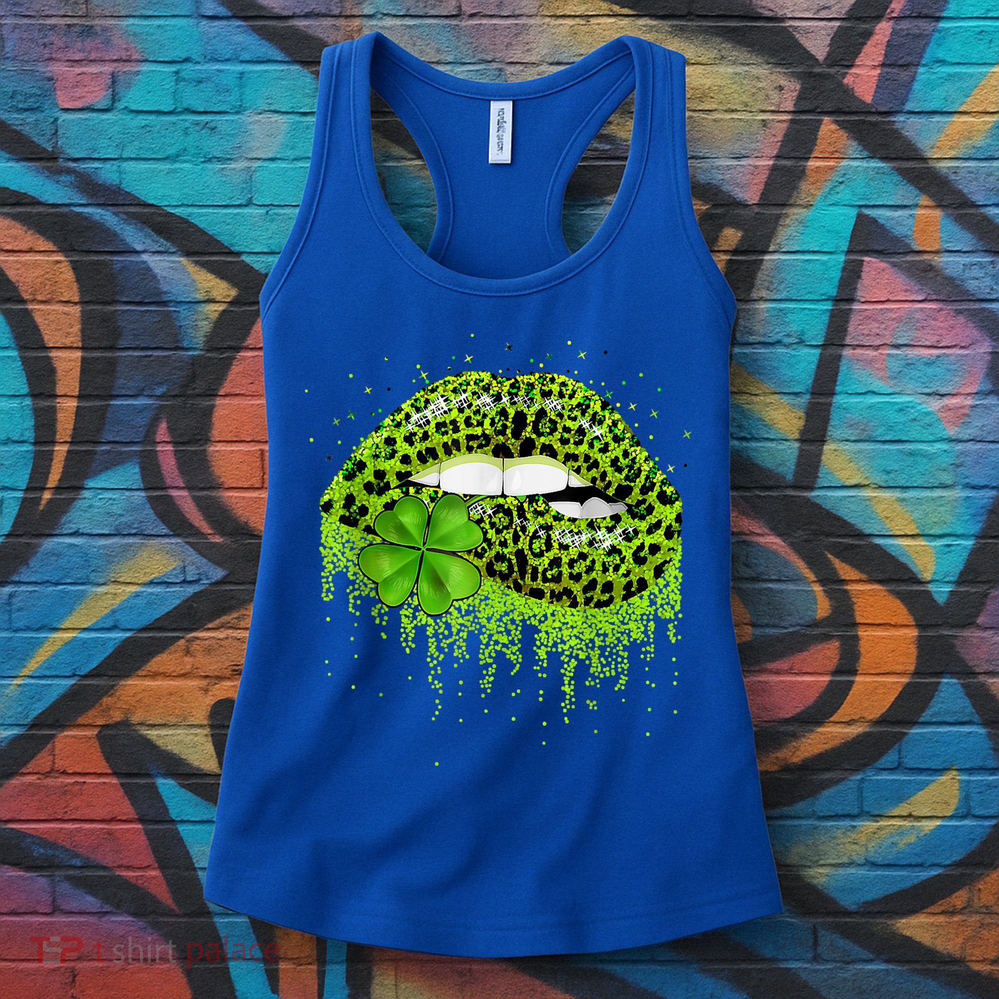 Green Lips Sexy Irish Leopard Shamrock St Patricks Day Women's Tank Top