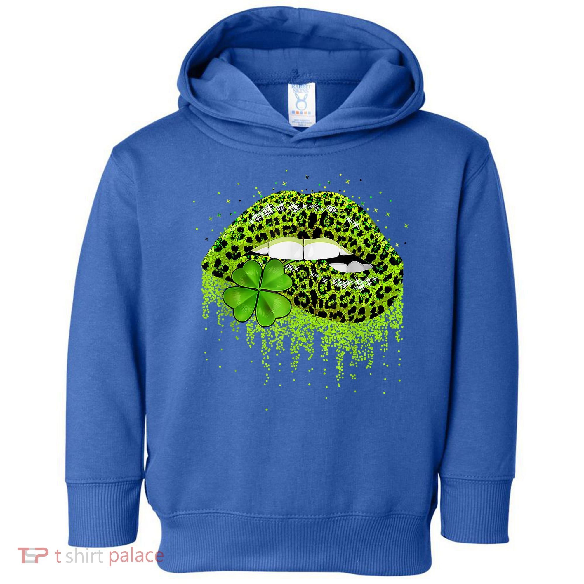 Green Lips Sexy Irish Leopard Shamrock St Patricks Day Toddler Hoodie