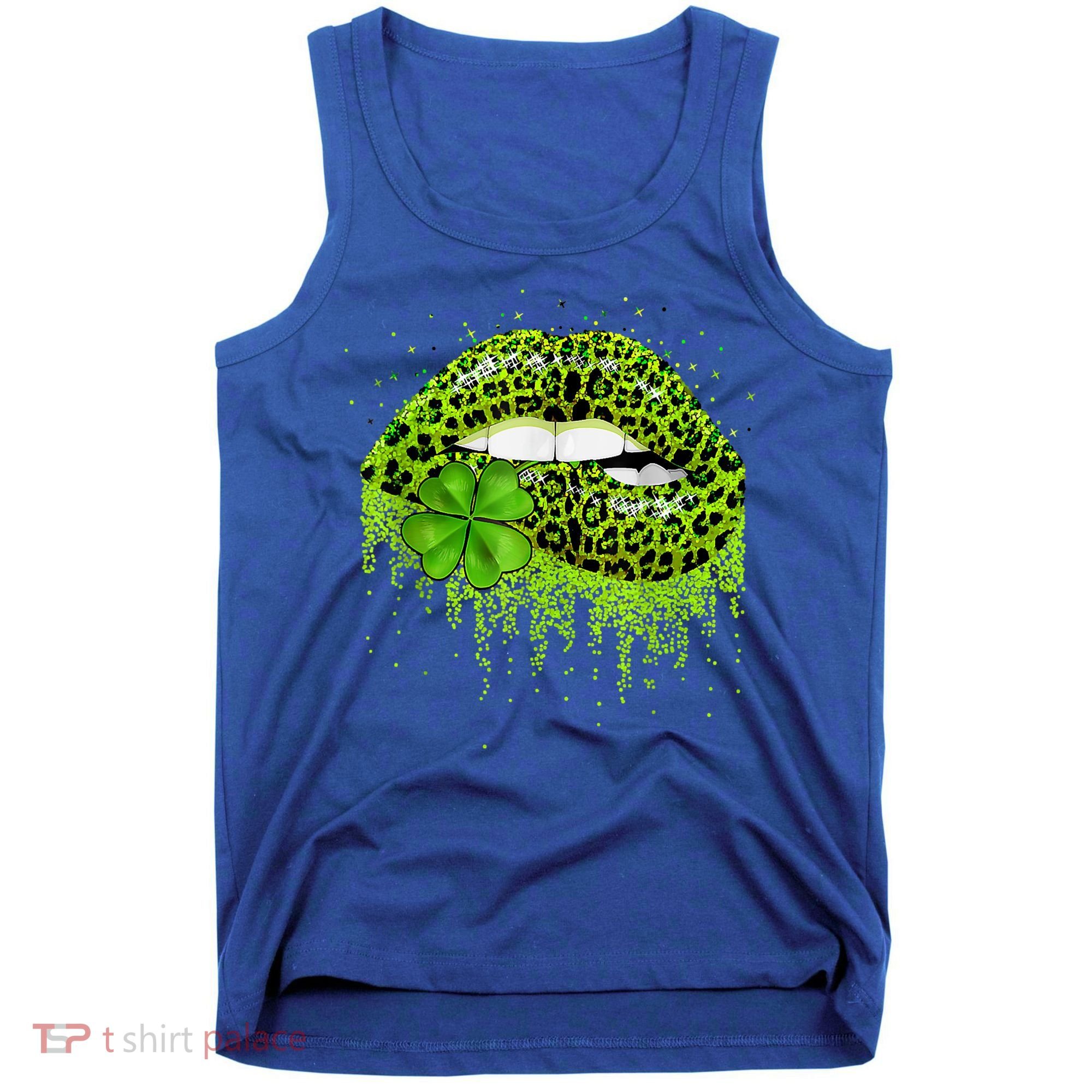 Green Lips Sexy Irish Leopard Shamrock St Patricks Day Tank Top