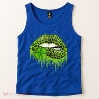 Green Lips Sexy Irish Leopard Shamrock St Patricks Day Tank Top thumb 2