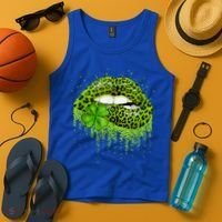 Green Lips Sexy Irish Leopard Shamrock St Patricks Day Tank Top thumb 4