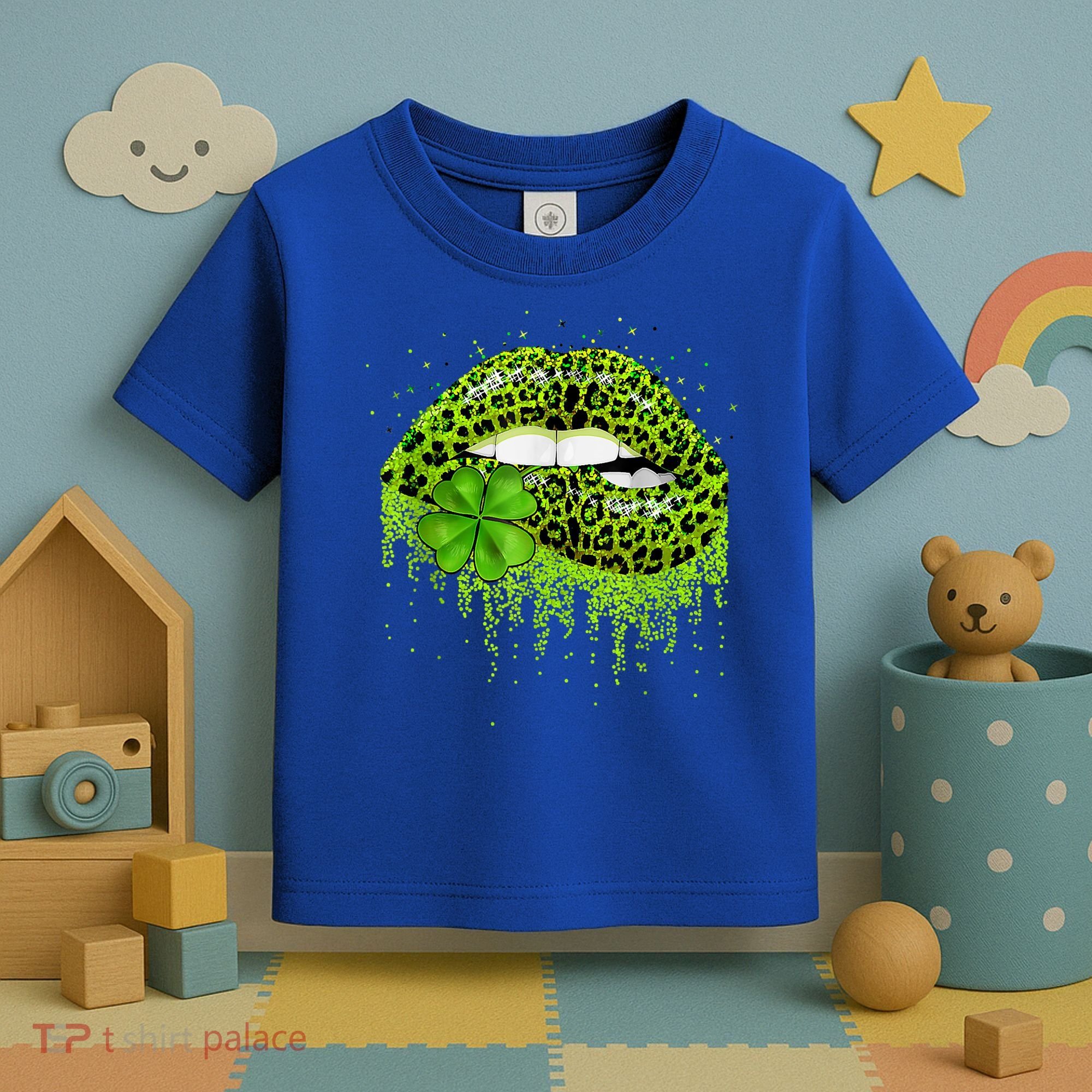 Green Lips Sexy Irish Leopard Shamrock St Patricks Day Toddler T-Shirt