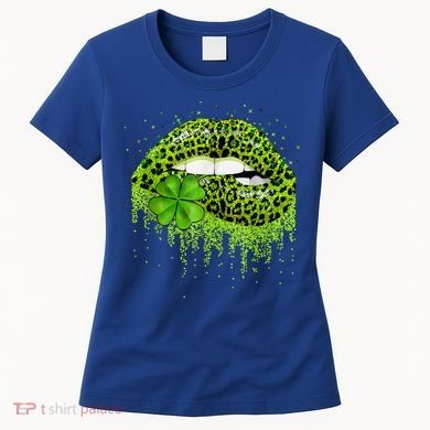 Green Lips Sexy Irish Leopard Shamrock St Patricks Day Women's T-Shirt