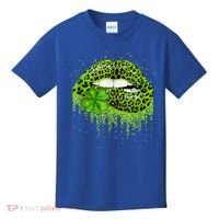Green Lips Sexy Irish Leopard Shamrock St Patricks Day Kids T-Shirt thumb 0