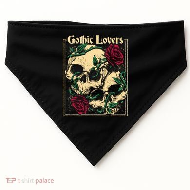 Gothic Lovers Skull And Rose USA-Made Doggie Bandana