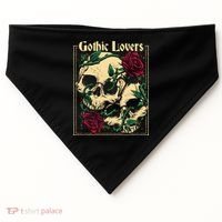 Gothic Lovers Skull And Rose USA-Made Doggie Bandana thumb 0