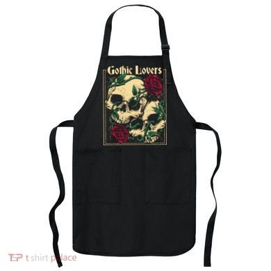 Gothic Lovers Skull And Rose Apron
