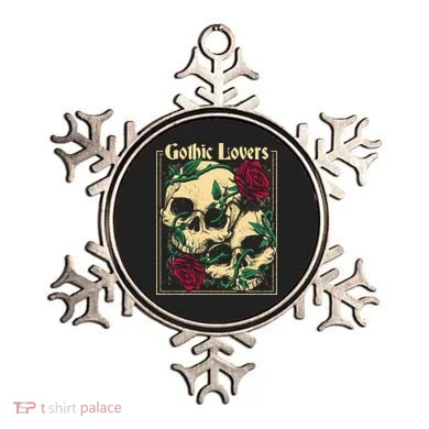 Gothic Lovers Skull And Rose Ornament