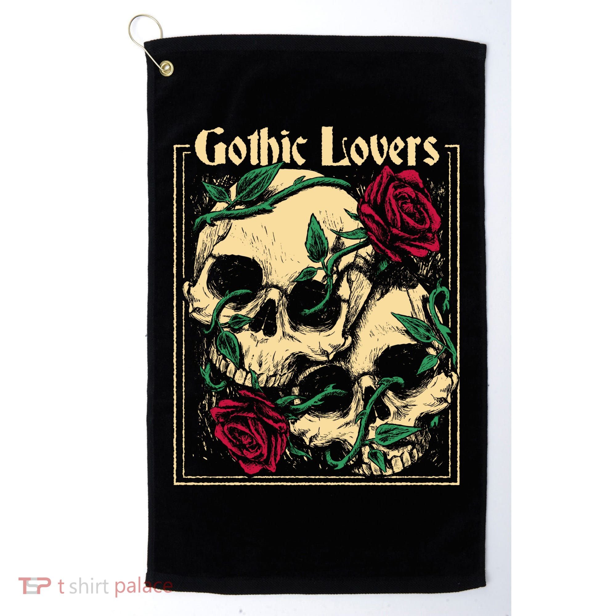 Gothic Lovers Skull And Rose Golf Towel