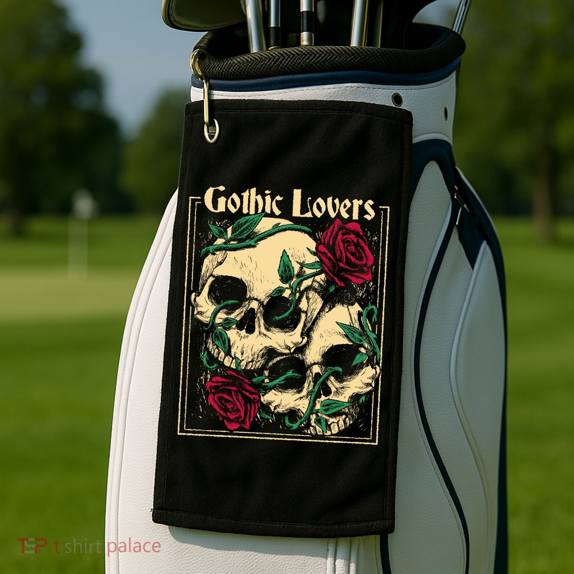 Gothic Lovers Skull And Rose Golf Towel