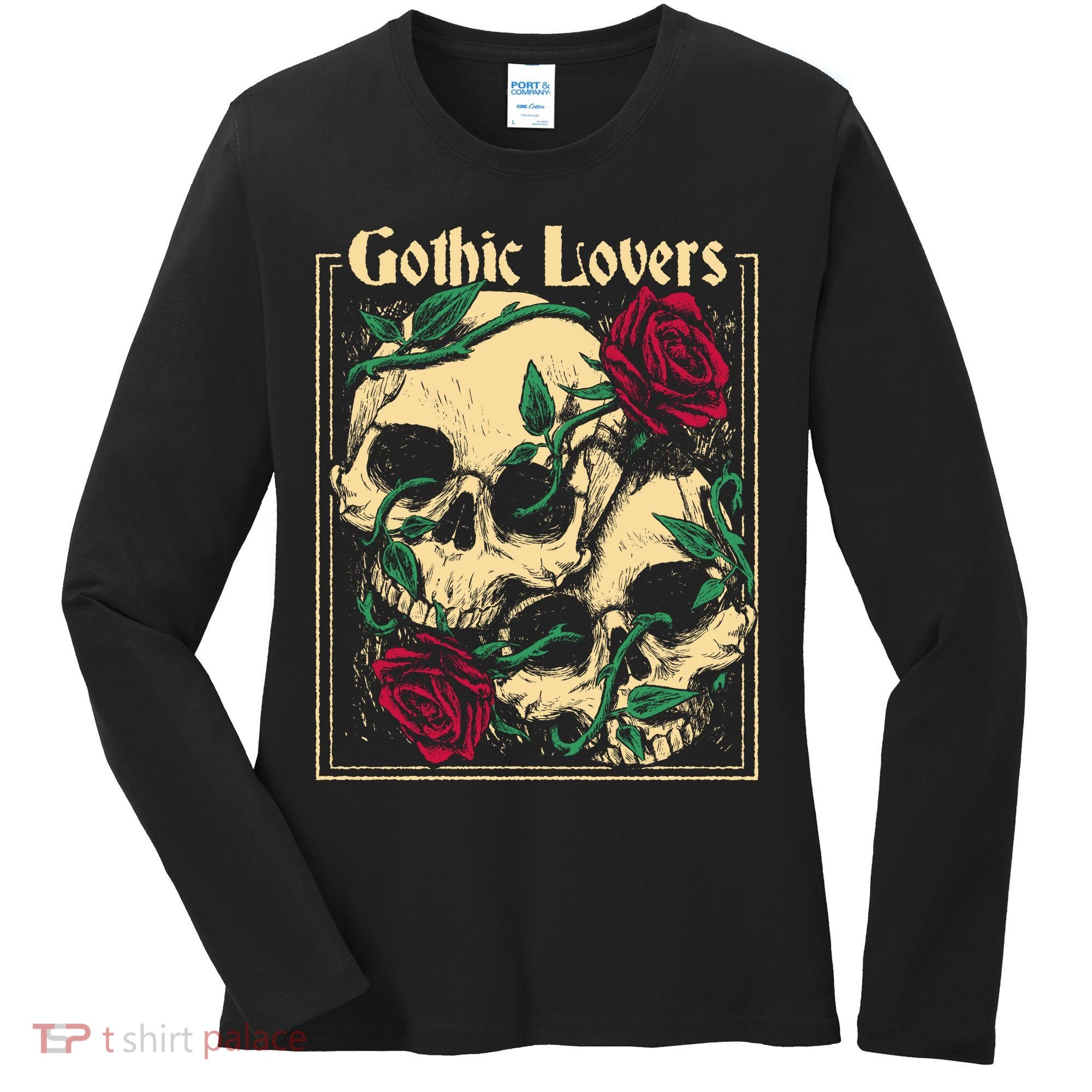 Gothic Lovers Skull And Rose Women's Long Sleeve Shirt