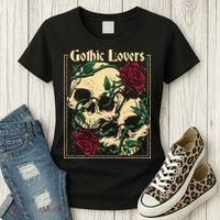 Gothic Lovers Skull And Rose Women's T-Shirt thumb 3