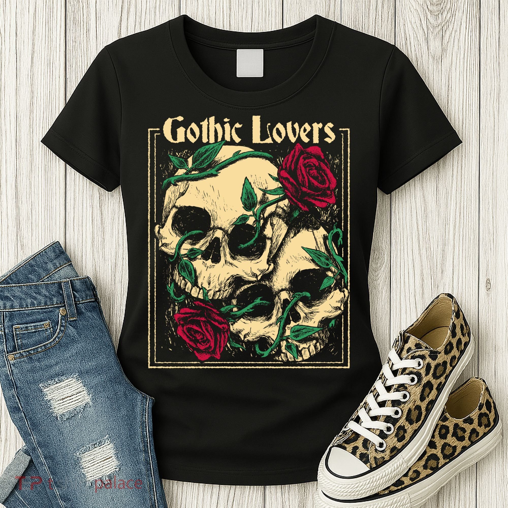 Gothic Lovers Skull And Rose Women's T-Shirt