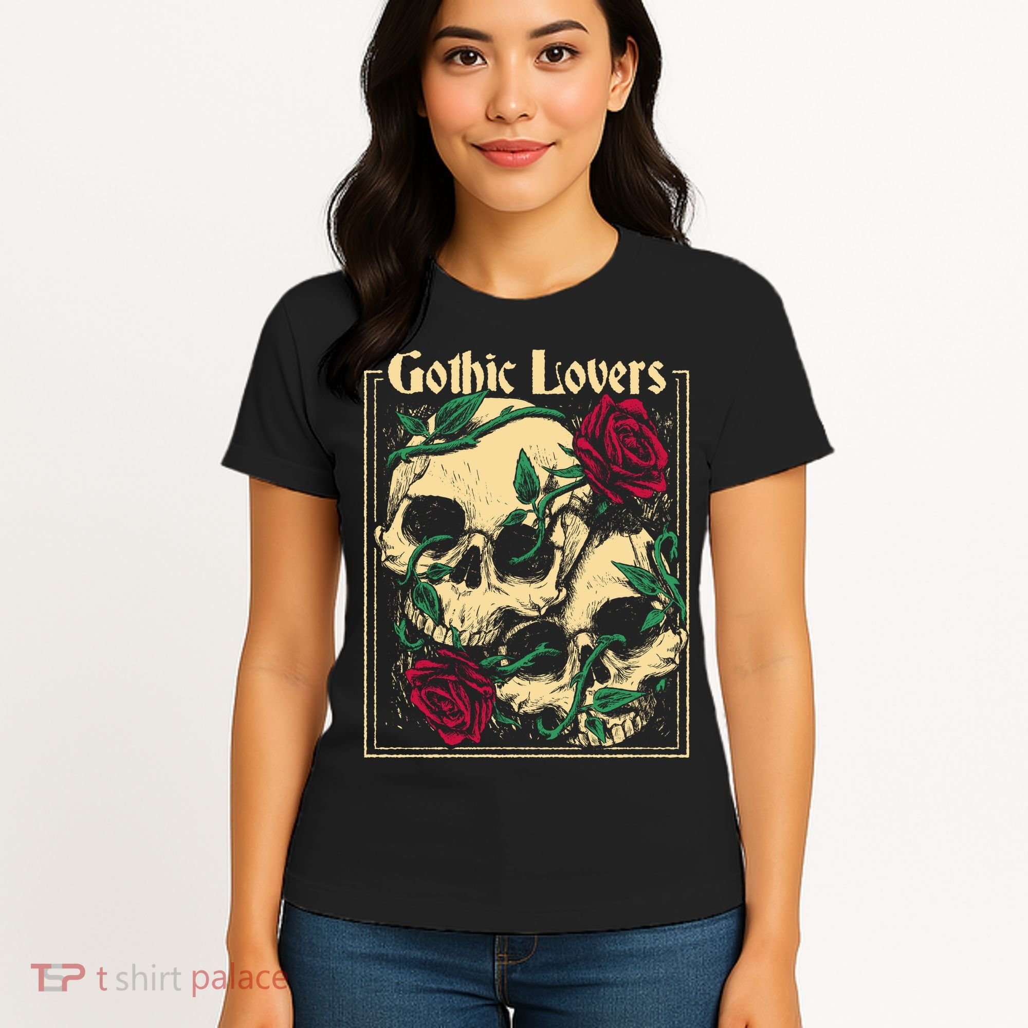 Gothic Lovers Skull And Rose Women's T-Shirt