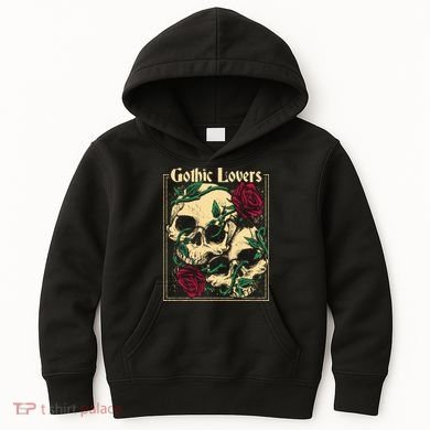 Gothic Lovers Skull And Rose Kids Hoodie