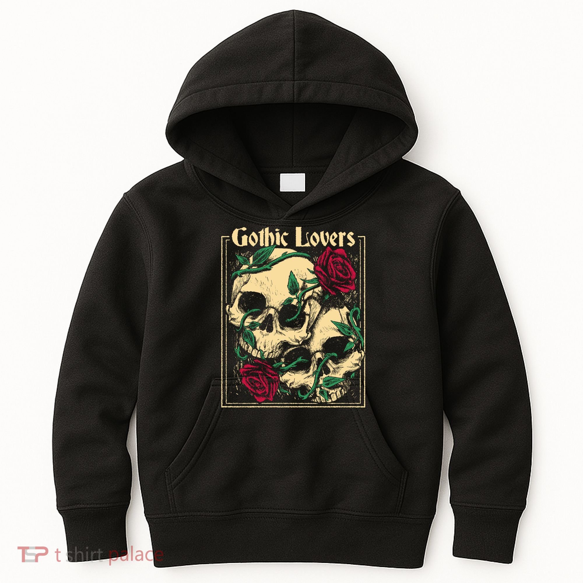 Gothic Lovers Skull And Rose Kids Hoodie