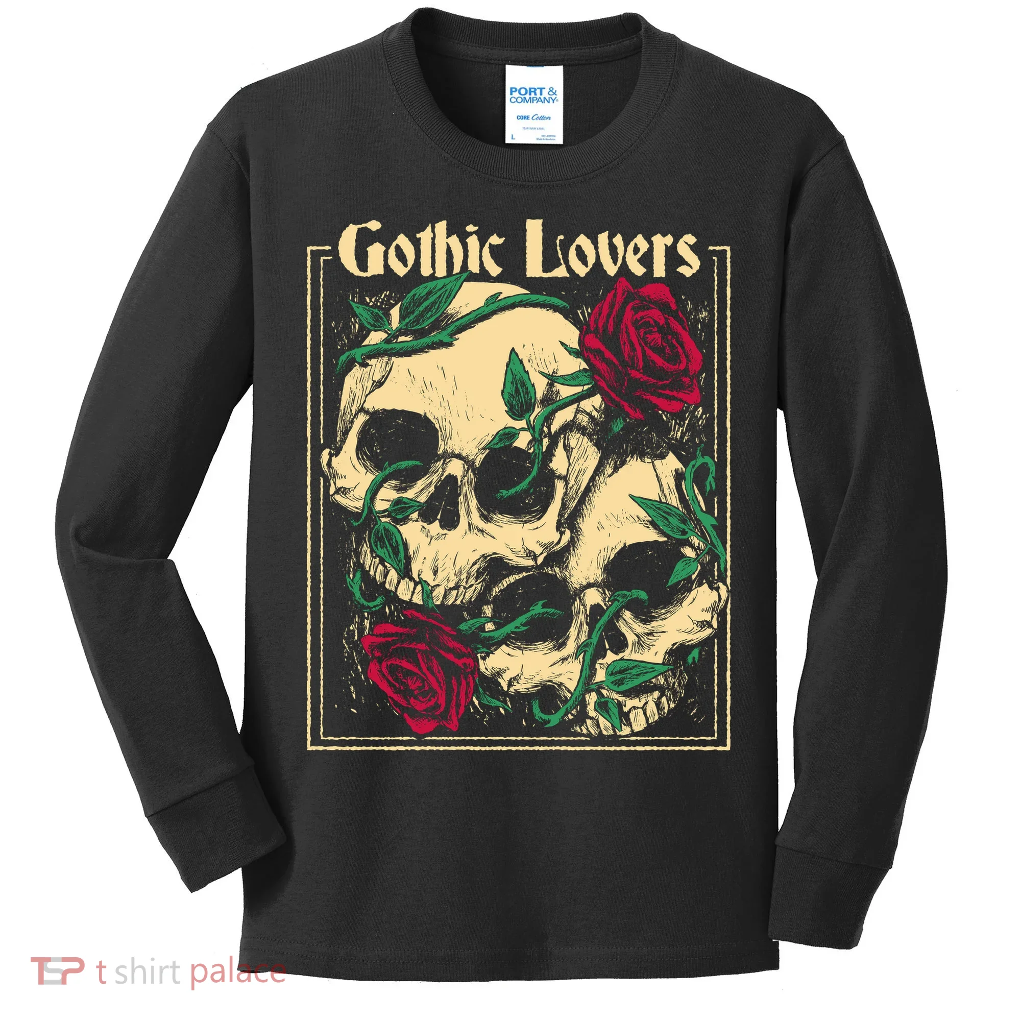 Gothic Lovers Skull And Rose Kids Long Sleeve Shirt