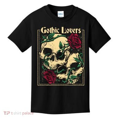 Gothic Lovers Skull And Rose Kids T-Shirt