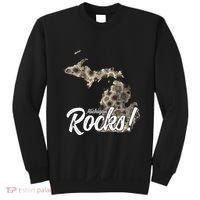 Great Lakes Shaped Wo Petoskey Stone Michigan Rocks Sweatshirt thumb 0