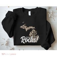 Great Lakes Shaped Wo Petoskey Stone Michigan Rocks Sweatshirt thumb 2