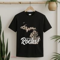 Great Lakes Shaped Wo Petoskey Stone Michigan Rocks T-Shirt thumb 2