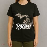 Great Lakes Shaped Wo Petoskey Stone Michigan Rocks T-Shirt thumb 4