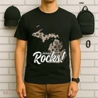Great Lakes Shaped Wo Petoskey Stone Michigan Rocks T-Shirt thumb 6
