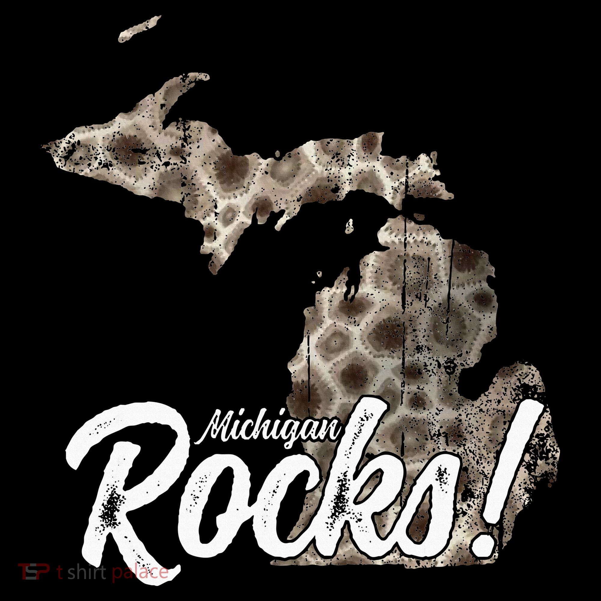 Great Lakes Shaped Wo Petoskey Stone Michigan Rocks T-Shirt
