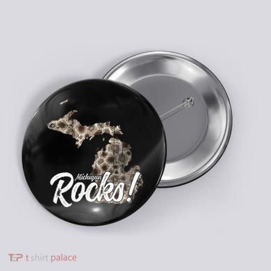 Great Lakes Shaped Wo Petoskey Stone Michigan Rocks Button