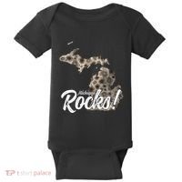 Great Lakes Shaped Wo Petoskey Stone Michigan Rocks Baby Bodysuit thumb 0