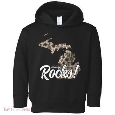 Great Lakes Shaped Wo Petoskey Stone Michigan Rocks Toddler Hoodie