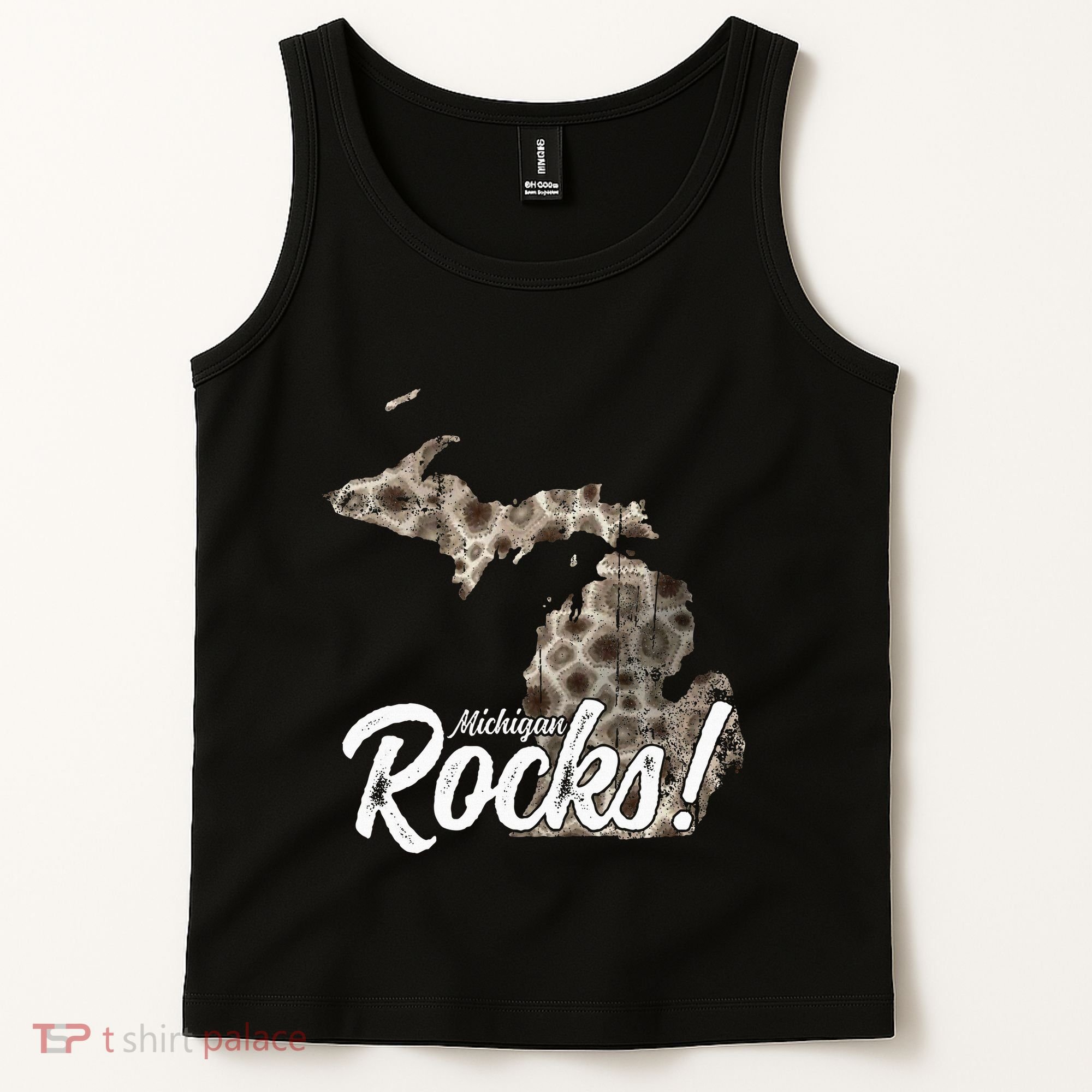 Great Lakes Shaped Wo Petoskey Stone Michigan Rocks Tank Top