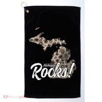 Great Lakes Shaped Wo Petoskey Stone Michigan Rocks Golf Towel thumb 0