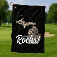 Great Lakes Shaped Wo Petoskey Stone Michigan Rocks Golf Towel thumb 1