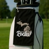 Great Lakes Shaped Wo Petoskey Stone Michigan Rocks Golf Towel thumb 2