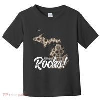 Great Lakes Shaped Wo Petoskey Stone Michigan Rocks Toddler T-Shirt thumb 0