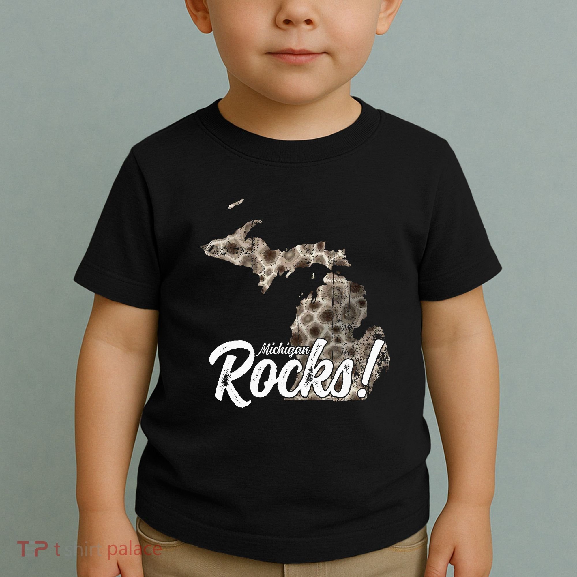 Great Lakes Shaped Wo Petoskey Stone Michigan Rocks Toddler T-Shirt
