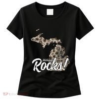 Great Lakes Shaped Wo Petoskey Stone Michigan Rocks Women's T-Shirt thumb 0