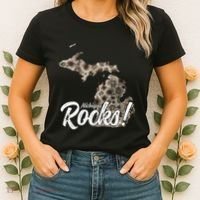 Great Lakes Shaped Wo Petoskey Stone Michigan Rocks Women's T-Shirt thumb 2