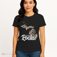 Great Lakes Shaped Wo Petoskey Stone Michigan Rocks Women's T-Shirt thumb 4