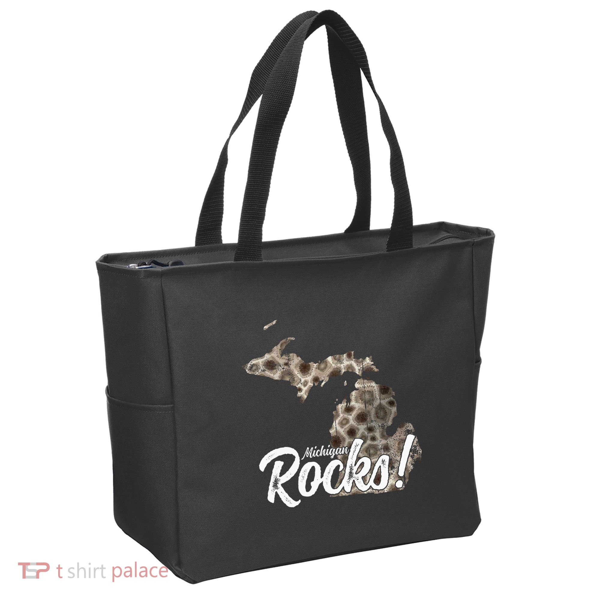 Great Lakes Shaped Wo Petoskey Stone Michigan Rocks Tote Bag