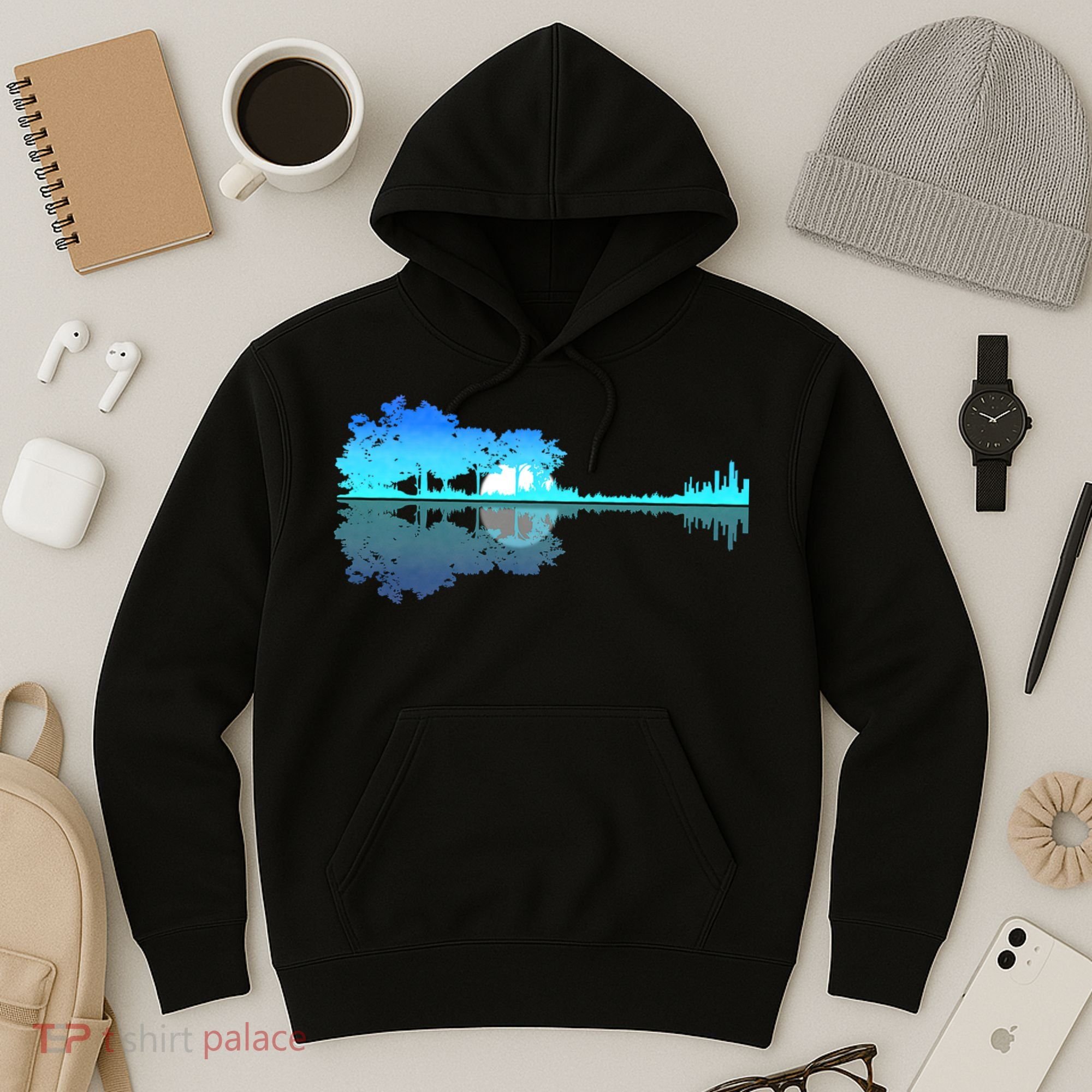 Guitar Lake Shadow Love Guitar Musician Hoodie