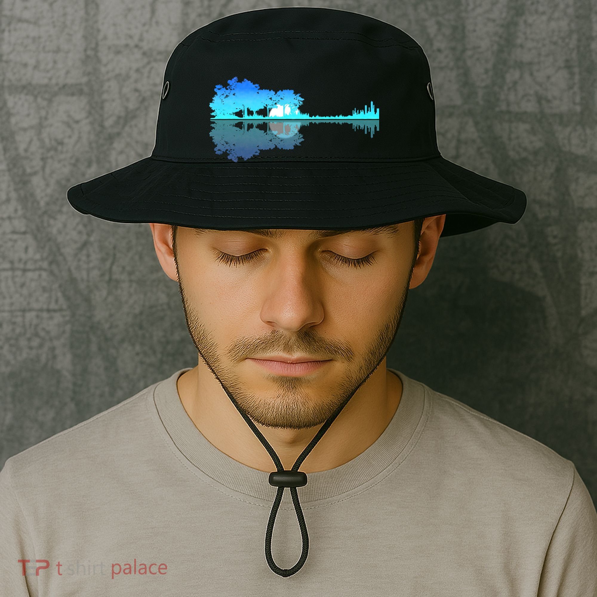 Guitar Lake Shadow Love Guitar Musician Bucket Hat