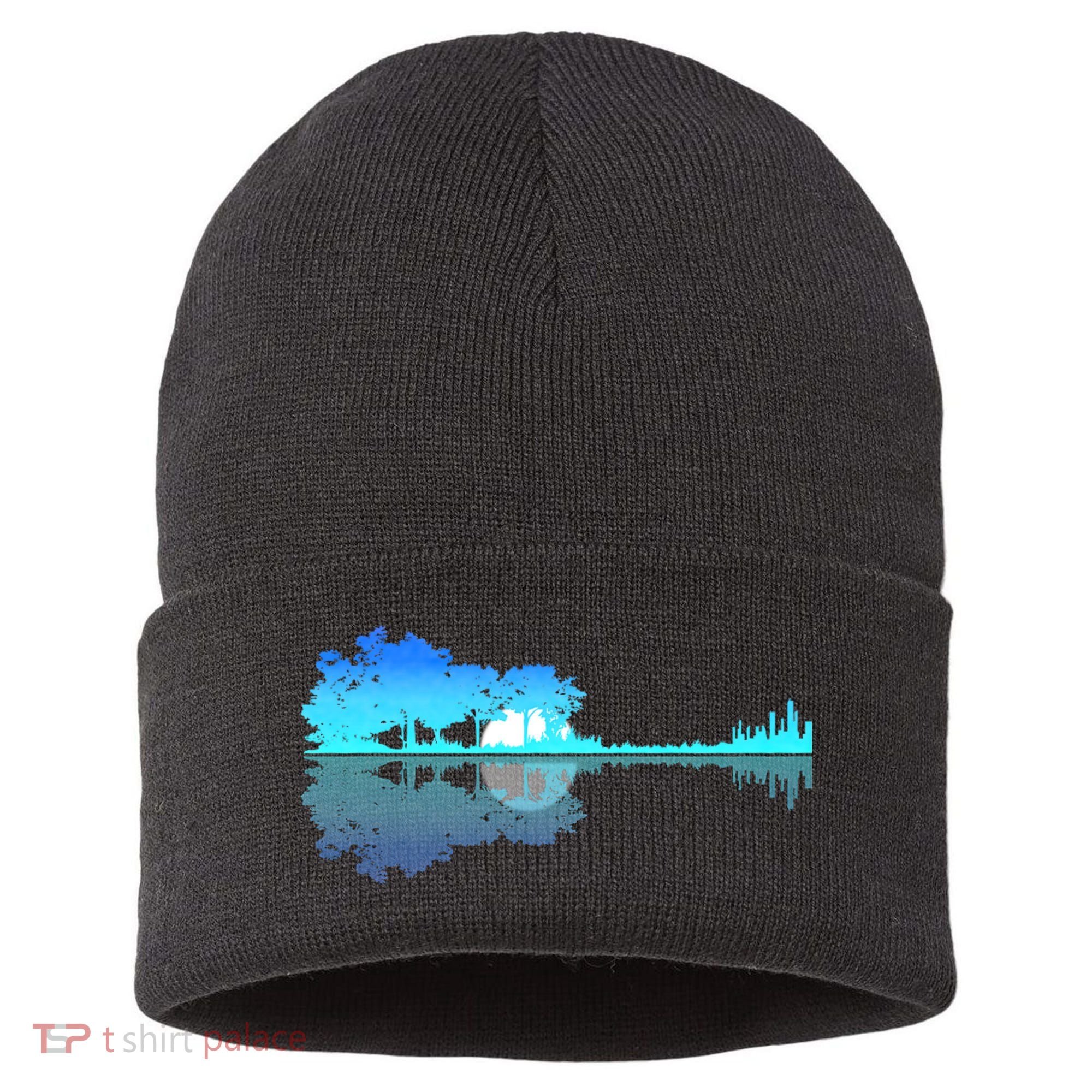 Guitar Lake Shadow Love Guitar Musician Sustainable Knit Beanie